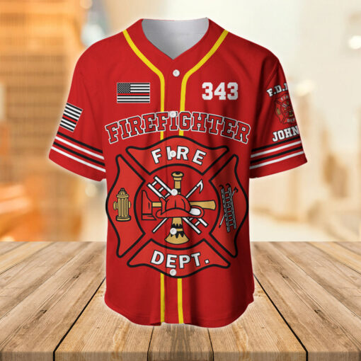 Personalized Firefighter Uniform Set, Custom Name Red MQTZ5040602 - Image 4