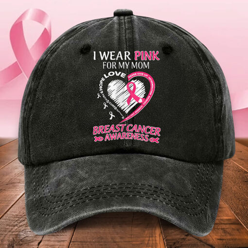 Personalized Distressed Washed Cotton Breast Cancer Printed Hat QFHA5120601 - Image 2