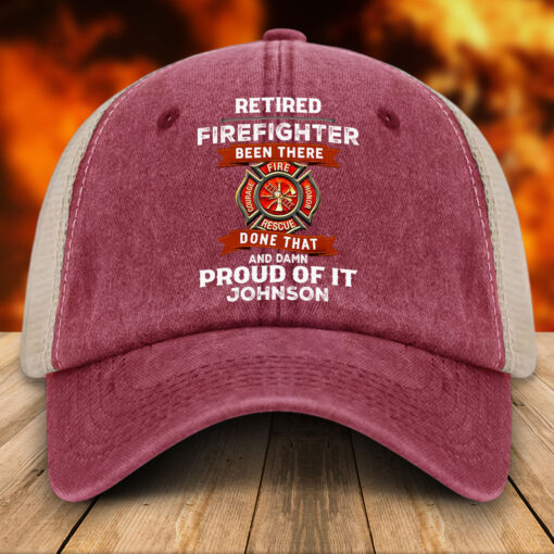 Personalized Retired Firefighter Demin Hat With Mesh QFTZ5130604 - Image 3