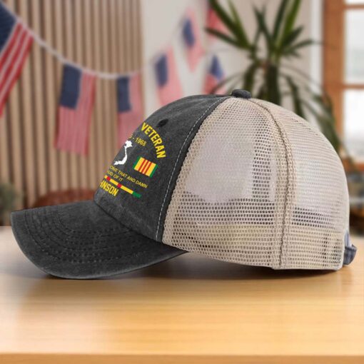 Personalized Vietnam Veteran Baseball Cap, 2D Denim Hat With Mesh QFTD5160601 - Image 8
