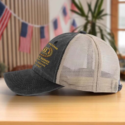 Personalized Vietnam Veteran Baseball Cap, 2D Denim Hat With Mesh QFTD5160604 - Image 8