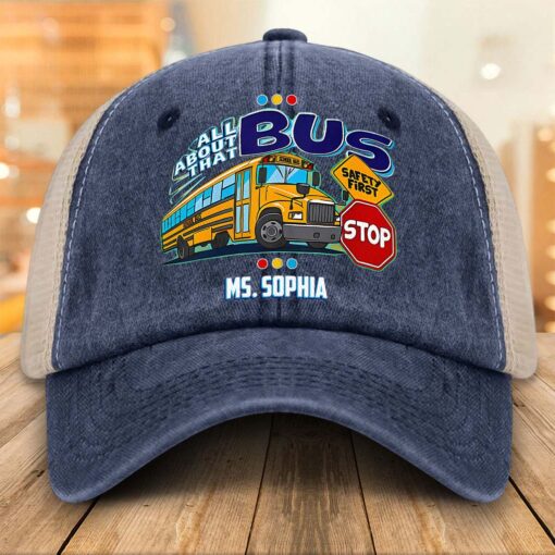 Personalized School Bus Driver Demin Hat With Mesh QFHM5180602 - Image 3