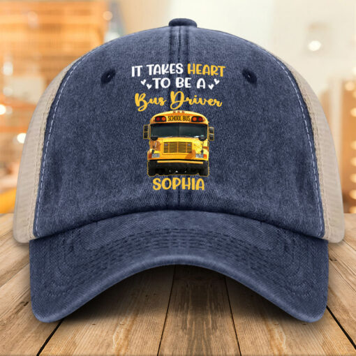 Personalized School Bus Driver Demin Hat With Mesh QFHM5180603 - Image 3