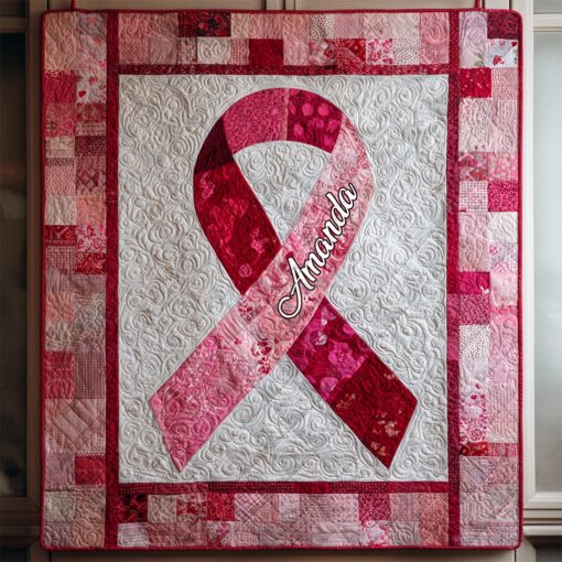 Personalized Breast Cancer Ribbon Quilt Blanket QFNT5200601 - Image 2