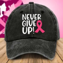 Breast Cancer Awareness Distressed Washed Printed Hat UKTZ5200605