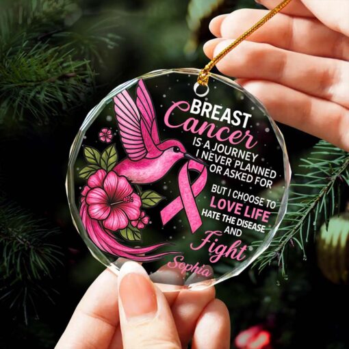 Personalized Breast Cancer Glass Ornament UKHM5230603 - Image 2