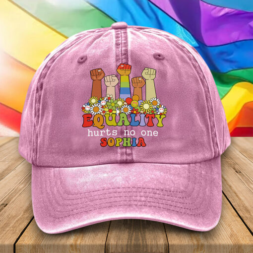 Personalized LGBT Pride Distressed Washed Cotton Hat, LGBT Cap UKTZ5030601 - Image 4