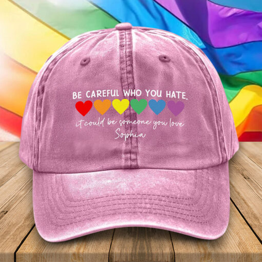 Personalized LGBT Pride Distressed Washed Cotton Hat, LGBT Cap UKTZ5020605 - Image 4