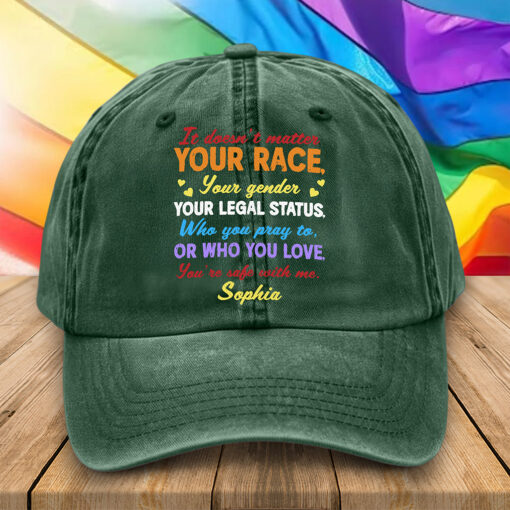 Personalized LGBT Pride Distressed Washed Cotton Hat, LGBT Cap UKTZ5030602 - Image 2