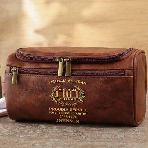 Personalized Vietnam Veteran Leather Toiletry Bag, Storage Bag QFTZ5040605 - Image 4