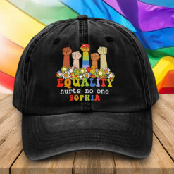 Personalized LGBT Pride Distressed Washed Cotton Hat, LGBT Cap UKTZ5030601