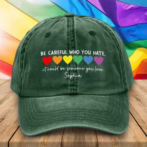 Personalized LGBT Pride Distressed Washed Cotton Hat, LGBT Cap UKTZ5020605 - Image 3