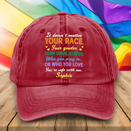 Personalized LGBT Pride Distressed Washed Cotton Hat, LGBT Cap UKTZ5030602 - Image 3