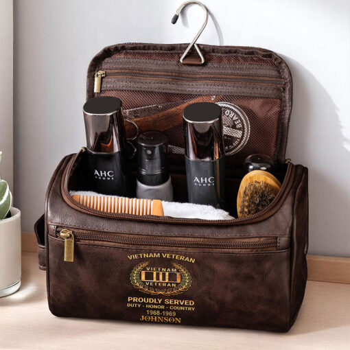 Personalized Vietnam Veteran Leather Toiletry Bag, Storage Bag QFTZ5040605 - Image 3