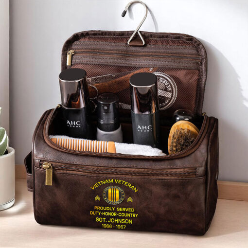 Personalized Vietnam Veteran Leather Toiletry Bag, Storage Bag QFTZ5040604 - Image 3