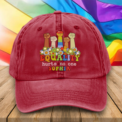 Personalized LGBT Pride Distressed Washed Cotton Hat, LGBT Cap UKTZ5030601 - Image 2