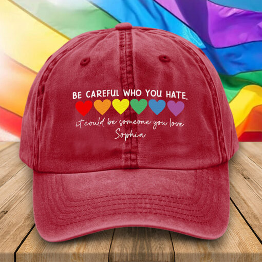 Personalized LGBT Pride Distressed Washed Cotton Hat, LGBT Cap UKTZ5020605 - Image 2