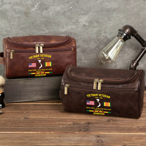 Personalized Vietnam Veteran Leather Toiletry Bag, Storage Bag QFTZ5030603 - Image 3