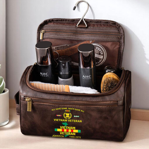 Personalized Vietnam Veteran Leather Toiletry Bag, Storage Bag QFTZ5030604 - Image 2