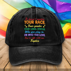 Personalized LGBT Pride Distressed Washed Cotton Hat, LGBT Cap UKTZ5030602