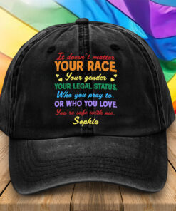 Personalized LGBT Pride Distressed Washed Cotton Hat, LGBT Cap UKTZ5030602