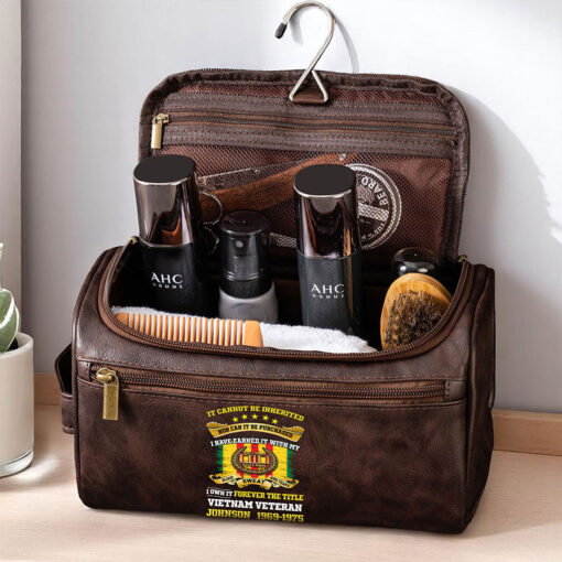 Personalized Vietnam Veteran Leather Toiletry Bag, Storage Bag QFTZ5040603 - Image 2