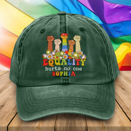 Personalized LGBT Pride Distressed Washed Cotton Hat, LGBT Cap UKTZ5030601 - Image 3