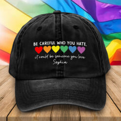 Personalized LGBT Pride Distressed Washed Cotton Hat, LGBT Cap UKTZ5020605