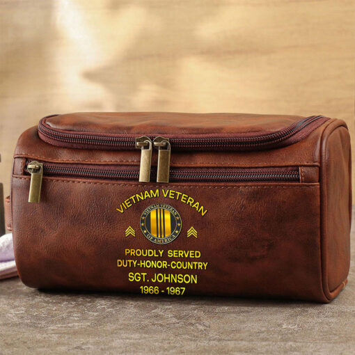 Personalized Vietnam Veteran Leather Toiletry Bag, Storage Bag QFTZ5040604 - Image 2