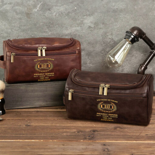 Personalized Vietnam Veteran Leather Toiletry Bag, Storage Bag QFTZ5040605 - Image 2