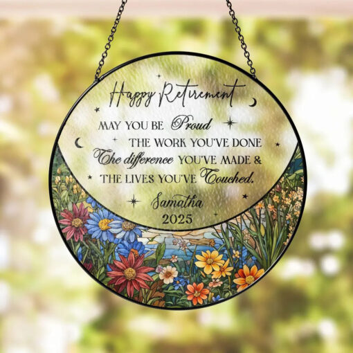 Personalized Retirement Faux Stained Glass Suncatcher, Retirement Window Hangings, Coworker Gifts, Retirement Gifts, Co Worker Leaving Gifts UKNT5030604 - Image 4