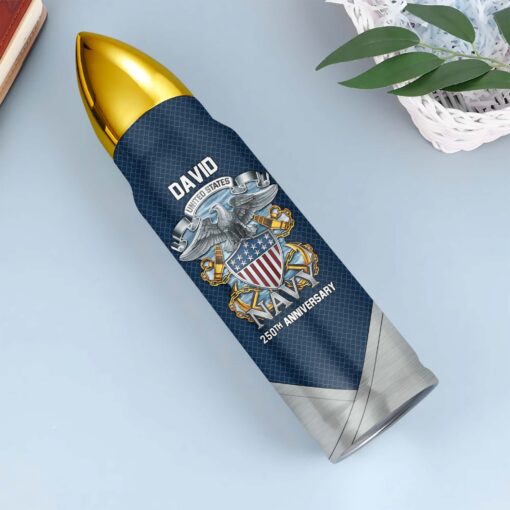 Custom US Navy 250th Anniversary Bullet Tumbler, Gift For Veterans UKHA5240604 - Image 2