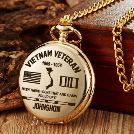 Personalized Vietnam Veteran Vintage Pocket Watch UKHM5250604 - Image 4
