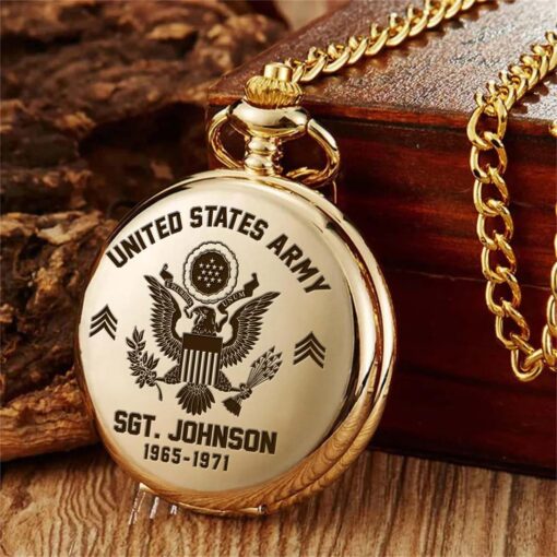Personalized US Army Veteran Vintage Pocket Watch UKHM5260602 - Image 6