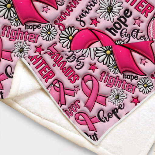 Breast Cancer 3D Inflated Effect Printed Fleece Blanket QFNT5260601 - Image 3