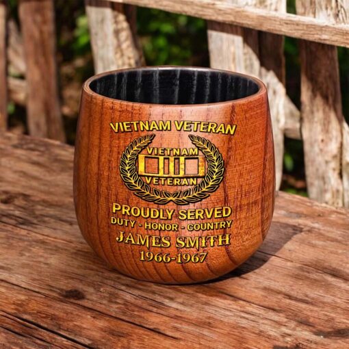 Personalized Vietnam Veteran Wooden Bourbon Whiskey Mug QFTD5060604 - Image 7