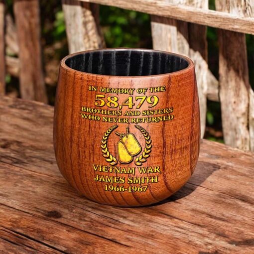 Personalized Vietnam Veteran Wooden Bourbon Whiskey Mug QFTD5060605 - Image 6