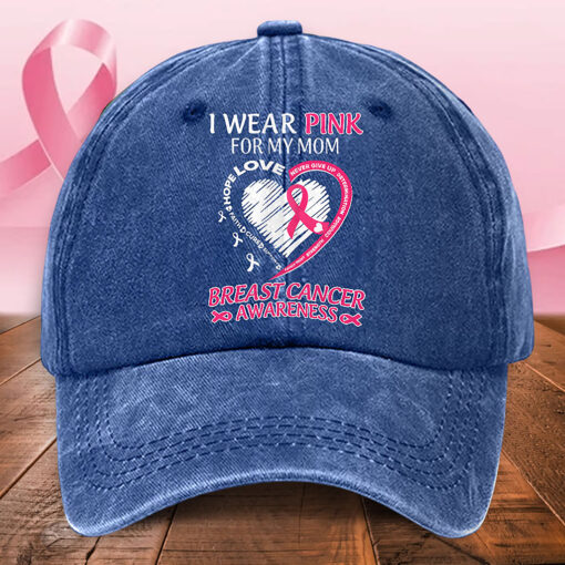 Personalized Distressed Washed Cotton Breast Cancer Printed Hat QFHA5120601 - Image 4
