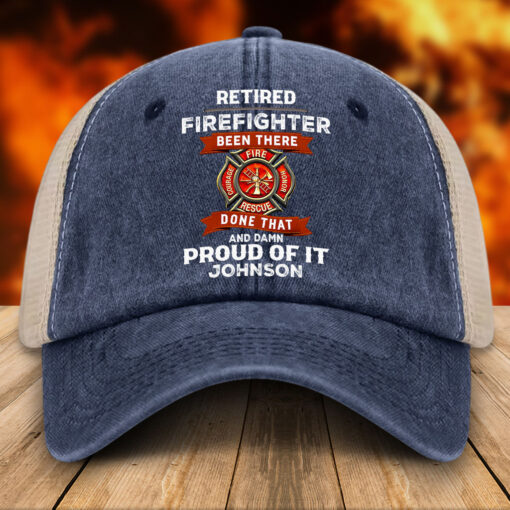 Personalized Retired Firefighter Demin Hat With Mesh QFTZ5130604 - Image 2