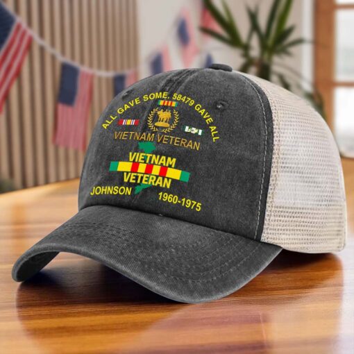 Personalized Vietnam Veteran Baseball Cap, 2D Denim Hat With Mesh QFTD5160602 - Image 3
