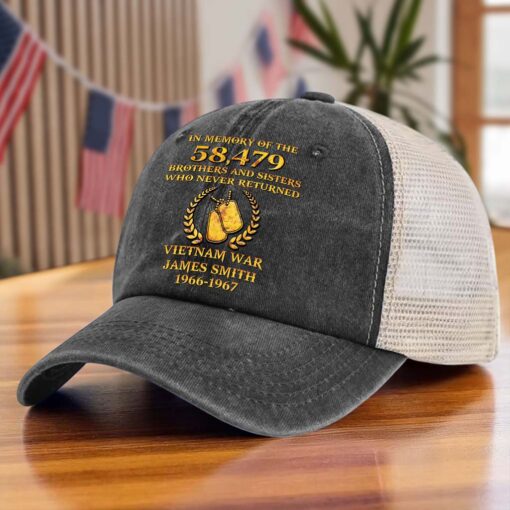 Personalized Vietnam Veteran Baseball Cap, 2D Denim Hat With Mesh QFTD5160605 - Image 7