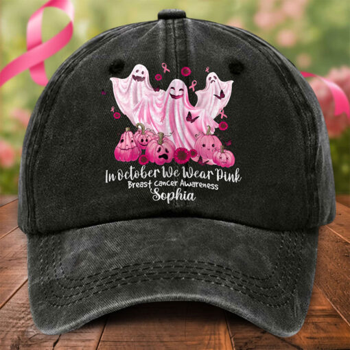 Custom Halloween Breast Cancer Denim Hat THTO5200602 - Image 2