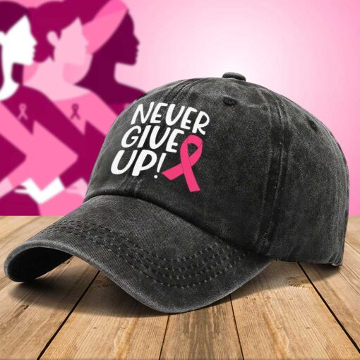 Breast Cancer Awareness Distressed Washed Printed Hat UKTZ5200605 - Image 3