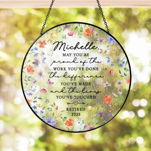 Personalized Retirement Faux Stained Glass Suncatcher, Retirement Window Hangings, Coworker Gifts, Retirement Gifts, Co Worker Leaving Gifts UKNT5030603 - Image 4