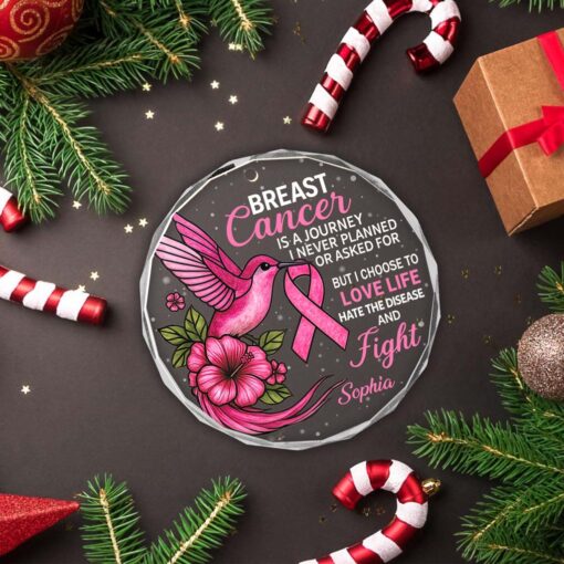 Personalized Breast Cancer Glass Ornament UKHM5230603 - Image 3