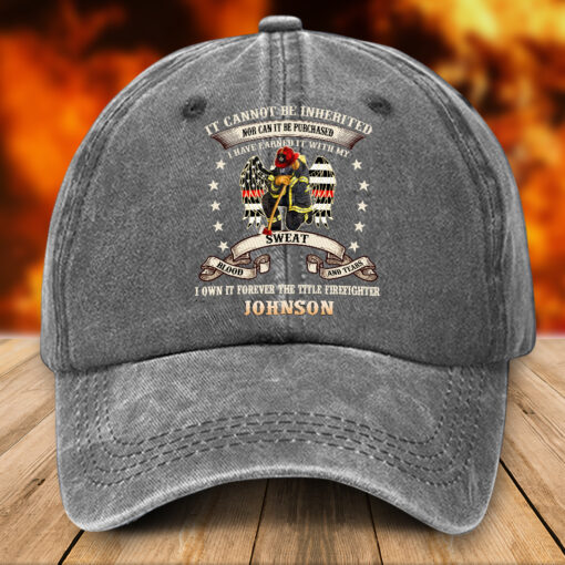 Personalized Firefighter Distressed Washed Cotton Printed Hat MQTZ5020603 - Image 2
