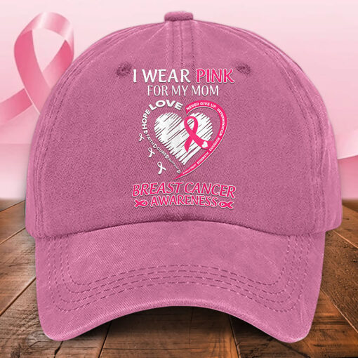 Personalized Distressed Washed Cotton Breast Cancer Printed Hat QFHA5120601 - Image 3
