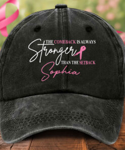 Personalized Distressed Washed Cotton Breast Cancer Printed Hat QFTO5120601