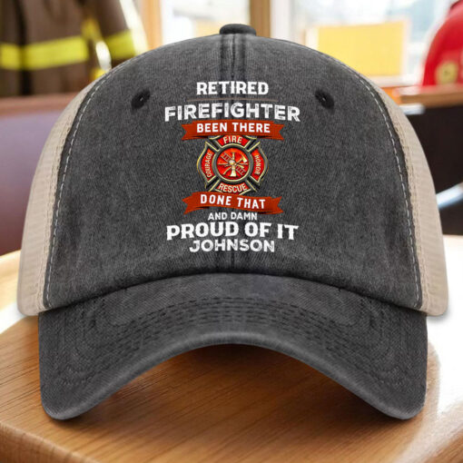 Personalized Retired Firefighter Demin Hat With Mesh QFTZ5130604 - Image 4