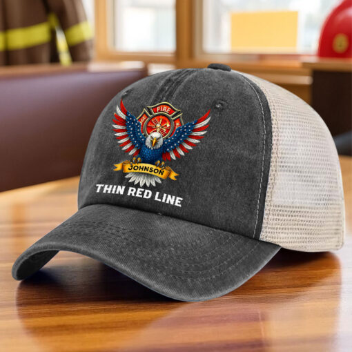 Personalized Retired Firefighter Demin Hat With Mesh QFTZ5130606 - Image 5